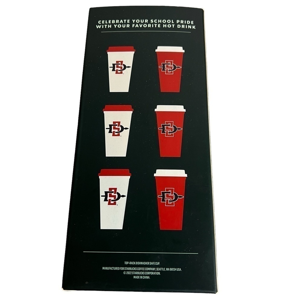 NEW Starbucks Reusable Hot Cups San Diego State University SDSU Aztecs Set Of 6